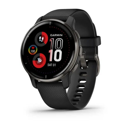 Load image into Gallery viewer, Garmin Venu® 2 Plus - Slate Stainless Steel Bezel with Black Case and Silicone Band
