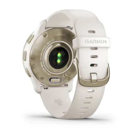 Garmin Venu® 2 Plus - Cream Gold Stainless Steel Bezel with Ivory Case and Silicone Band