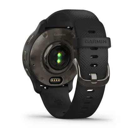 Garmin Venu® 2 Plus - Slate Stainless Steel Bezel with Black Case and Silicone Band