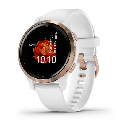 Load image into Gallery viewer, Garmin Venu® 2S - Rose Gold Stainless Steel Bezel with White Case and Silicone Band
