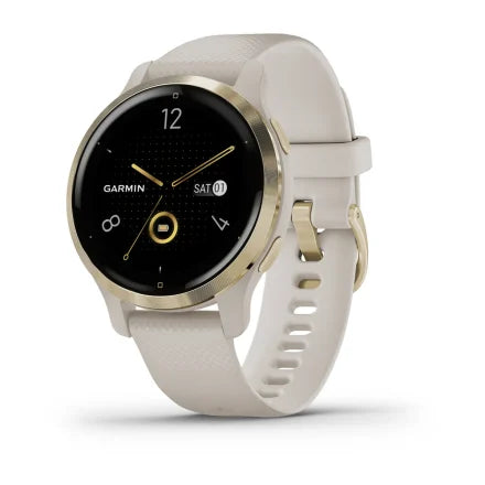 Garmin Venu® 2S - Light Gold Stainless Steel Bezel with Light Sand Case and Silicone Band