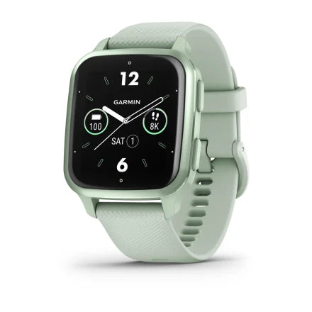 Garmin Venu® Sq 2 - Metallic Mint Aluminum Bezel with Cool Mint Case and Silicone Band