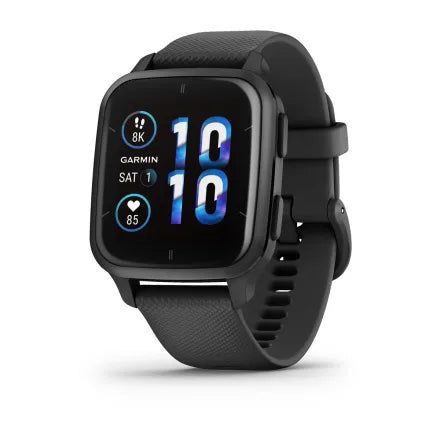 Garmin Venu® Sq 2 - Music Edition - Slate Aluminum Bezel with Black Case and Silicone Band