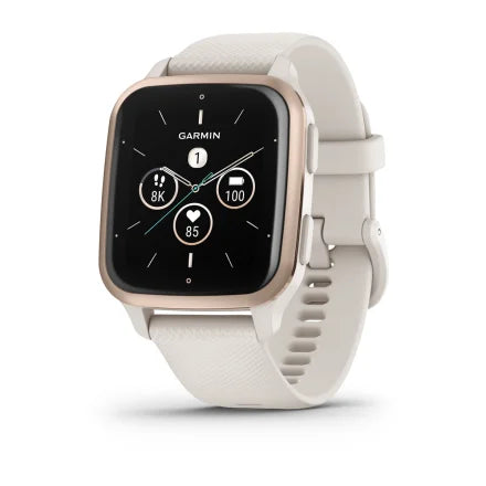 Garmin Venu® Sq 2 - Music Edition - Peach Gold Aluminum Bezel with Ivory Case and Silicone Band