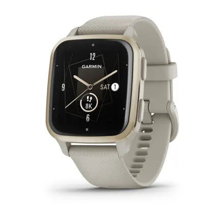 Garmin Venu® Sq 2 - Music Edition - Cream Gold Aluminum Bezel with French Gray Case and Silicone Band