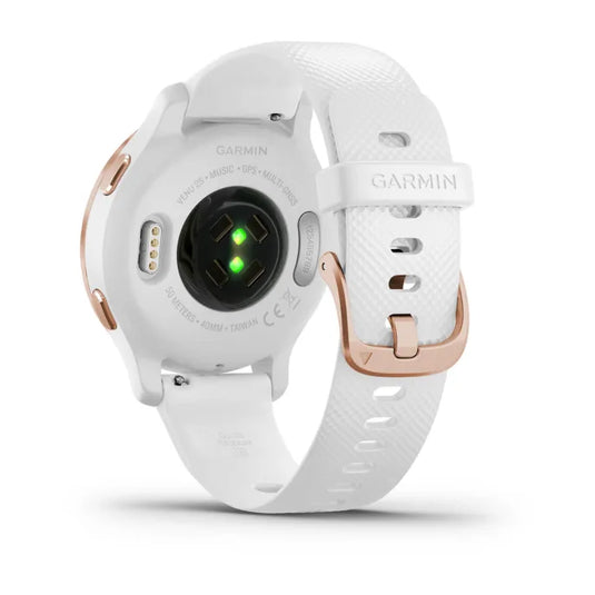 Garmin Venu® 2S - Rose Gold Stainless Steel Bezel with White Case and Silicone Band